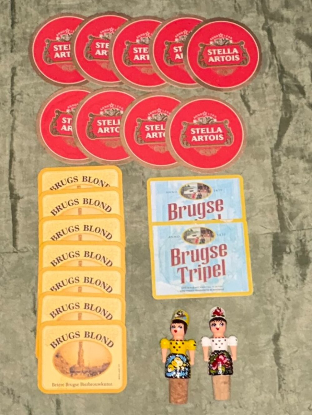 🍺Belgian Beer Coaster & Polish Wine Stopper Set – Vintage Bar Charm